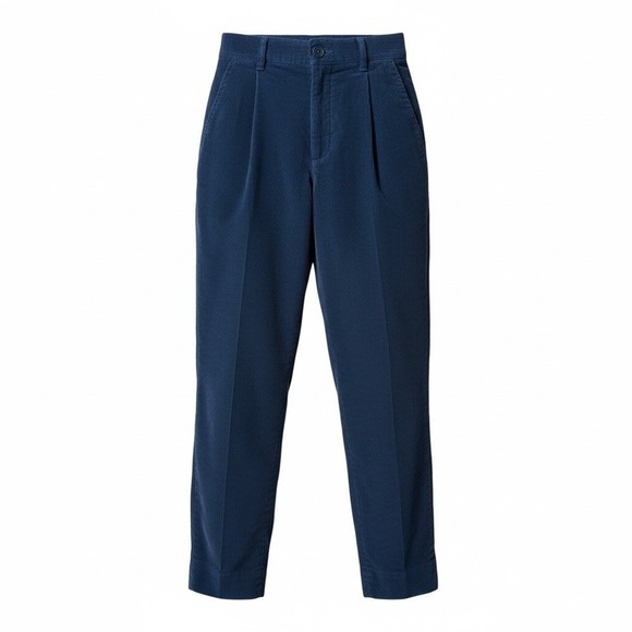 COS Pants - COS Navy Cotton Corduroy Pleated Soft Stetch Ankle Tapered Pants |  Women's US 2